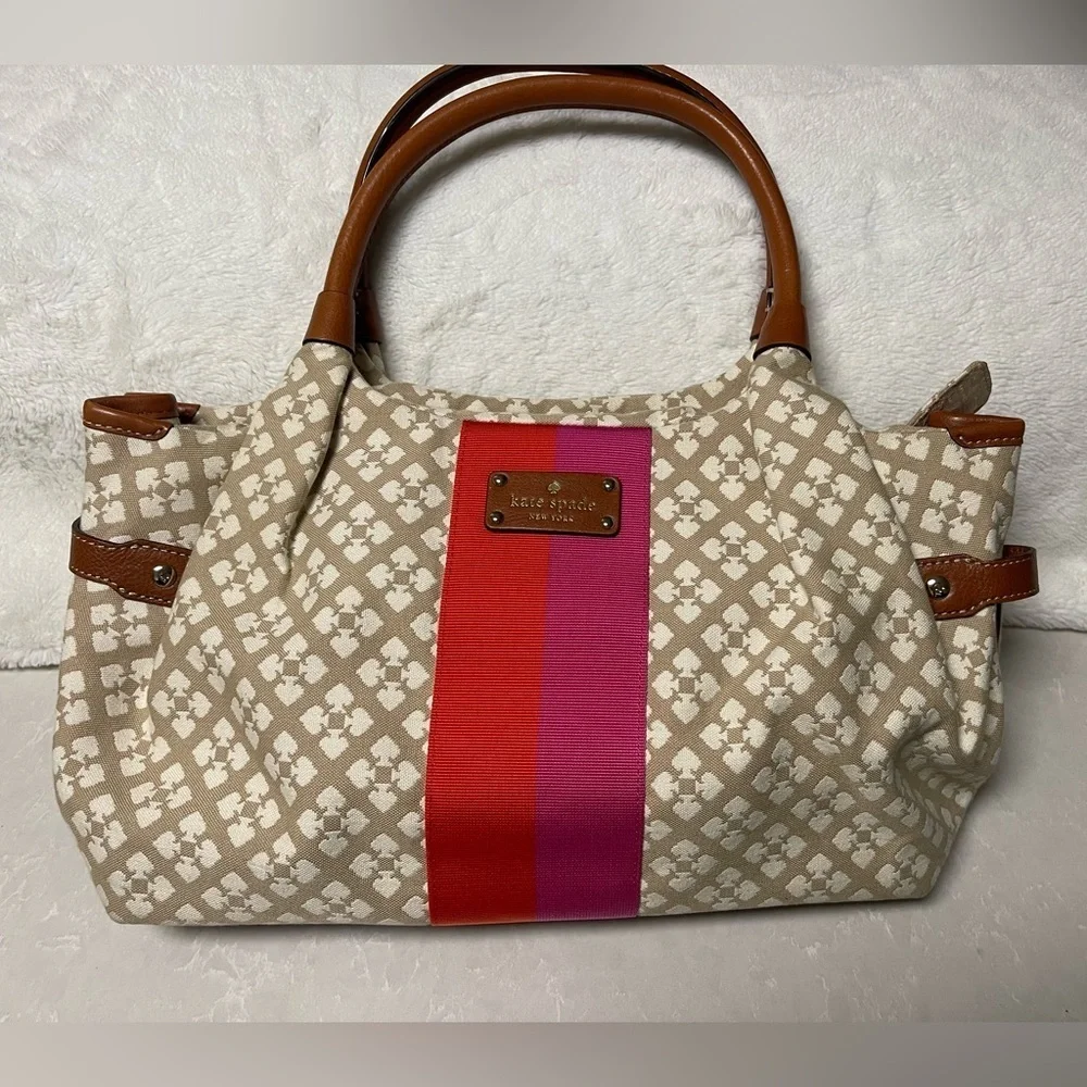 EUC Kate Spade New York Beige/Brown Canvas and Leather Stevie Bag